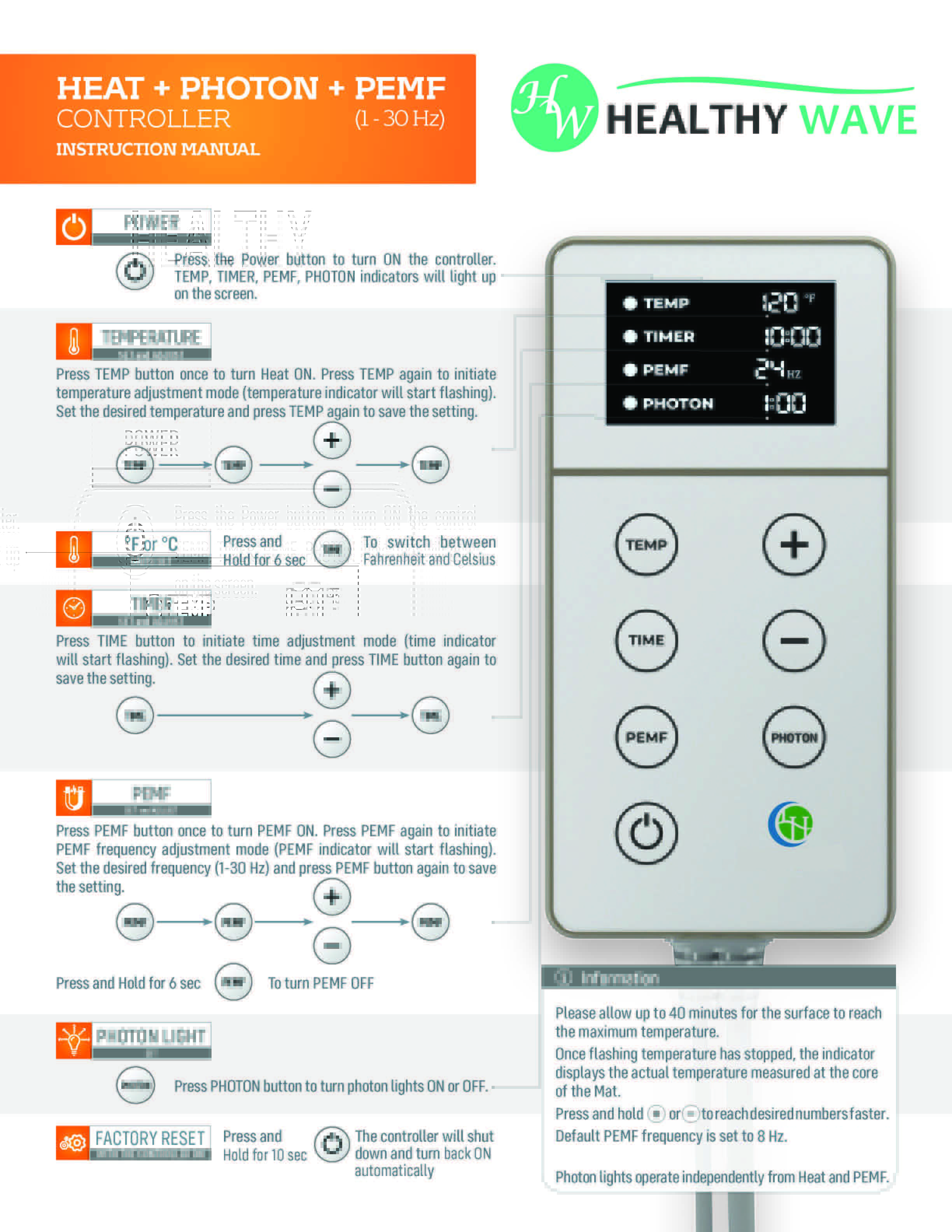 Compact Far Inrared Controller Instructions